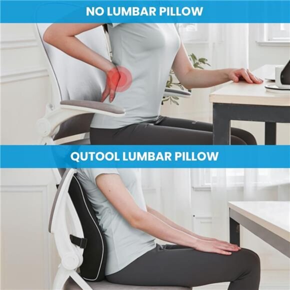 QUTOOL Lumbar Support Pillow for Office Chair Back Support Pillow for Car - Picture 3 of 7